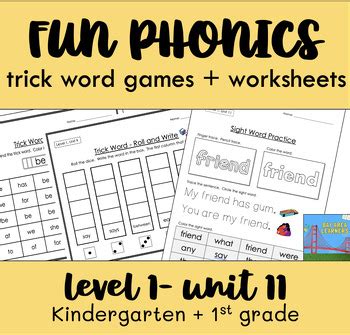 Fun Phonics Level Unit Trick Sight Word Worksheets Games K St