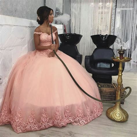 Pink Off Shoulder Lace Corset Tulle Engagement Ball Gown Prom Dresses