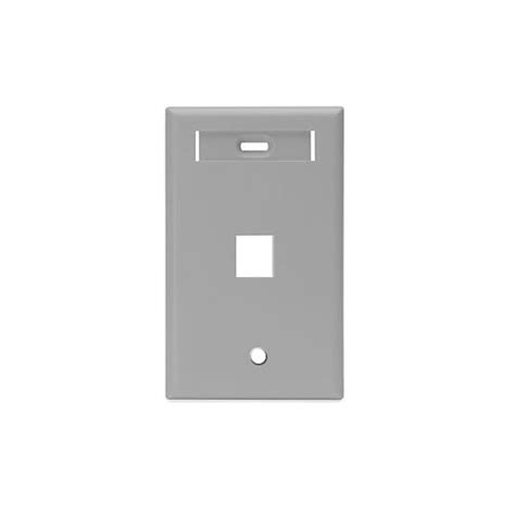 Leviton 42080 1gs Single Gang Quickport Wall Plate With Id Window 1 Port Gray