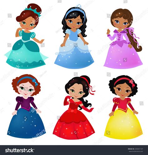 Cute Collection Beautiful Princesses Stock Vector Royalty Free