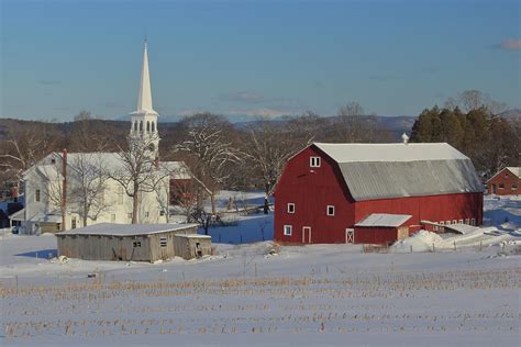 Peacham Vermont Church and Barn in Winter Photograph by John Burk ...