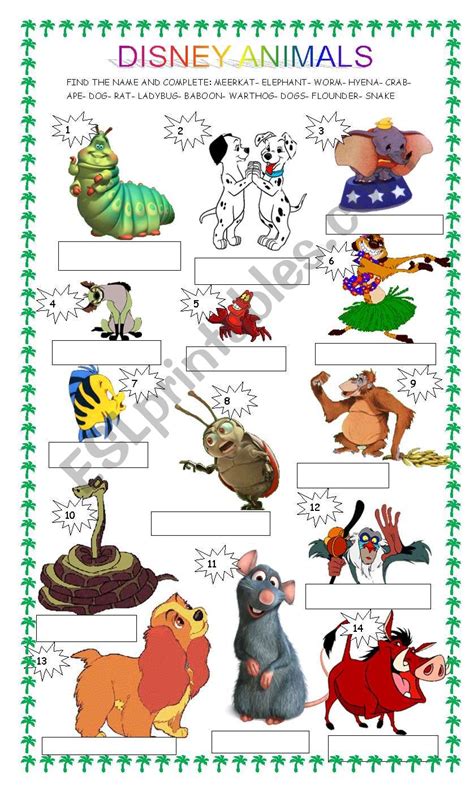 Disney Animal Characters List