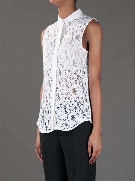 Victoria Beckham Lace Sleeveless Blouse In White Lyst