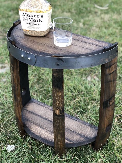 Half Bourbon Barrel End Table Etsy Bourbon Barrel Wine Barrel