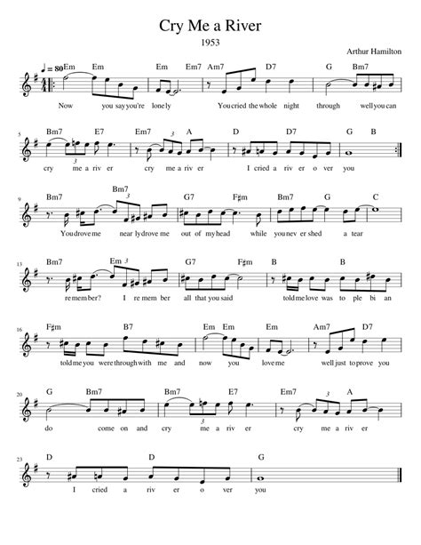 Cry Me A River Sheet Music For Piano Solo