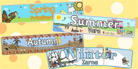 Four Seasons Display Banners Englishromanian Teacher Made