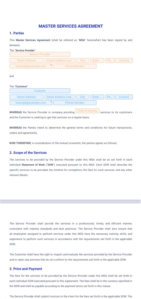 master service agreement template  templates jotform