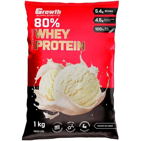 Whey Protein Sorvete De Creme 80 Proteína Concentrado 1kg Growth