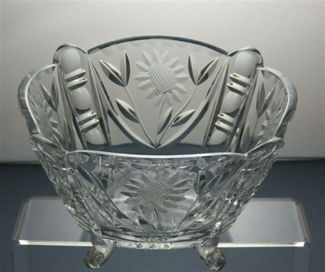 Cut Glass Lead Crystal Serving Bowl 4 34 11c Etsy