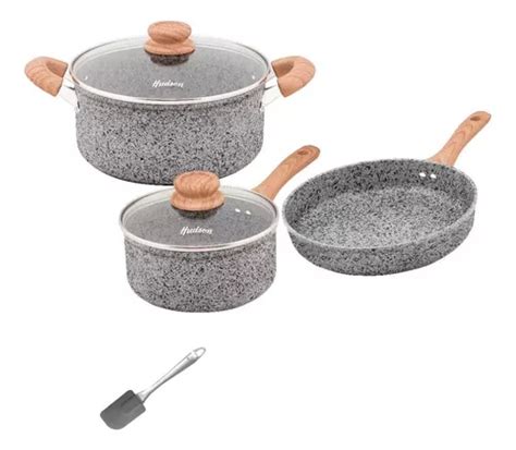 Set De Olla Cacerola Sarten Hudson Induccion Granito Stone Env O Gratis