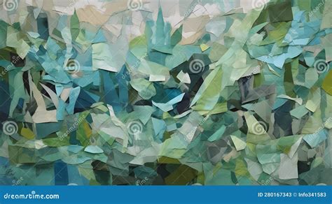 Collage De Papel Rasgado En Tonos Azules Y Verdes De Dos Ai Generativo