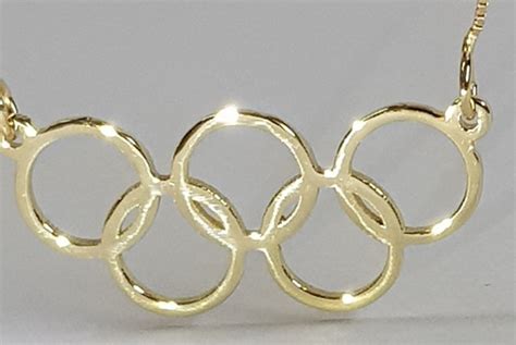 Yellow White 14k Gold Olympic Games Necklace Pendent Etsy