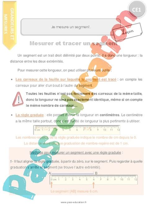 Leçon trace écrite Point droite et segment CE1 Cycle 2 Pass