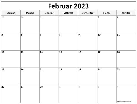 Februar Kalender Auf Deutsch Kalender