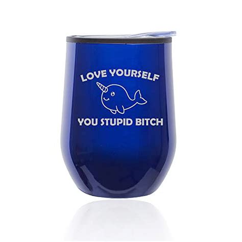 Stemless Wine Tumbler Coffee Travel Mug Glass With Lid Love Yourself