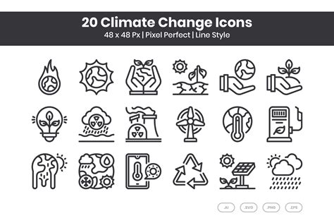 20 Climate Change - Line | Creative Market