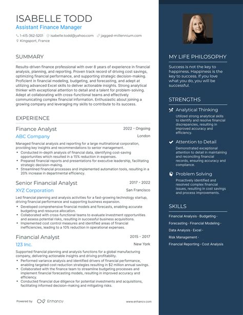 Assistant Finance Manager Resume Examples How To Guide For