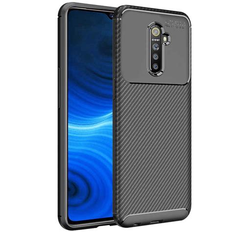 Thegiftkart Rugged Carbon Fibre Tpu Armor Back Cover Case For Realme X