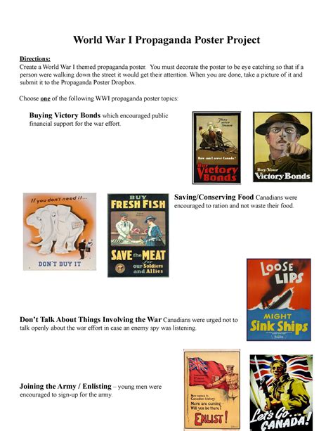 WWI Propaganda Poster Assignment World War I Propaganda Poster