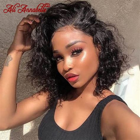 Brazilian Water Wave Short Bob Wigs 13x4 Lace Front Wig Pre Plucked Ali