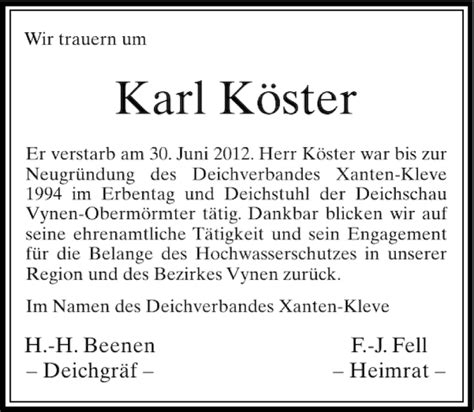 Alle Traueranzeigen F R Karl K Ster Trauer Rp Online De