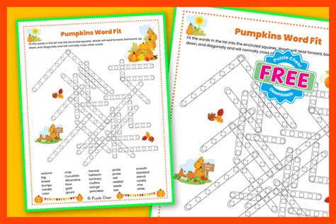 Pumpkins Word Fit Puzzle Puzzle Cheer