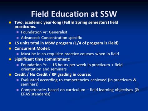 Blueprint For MSW I Foundation Year Field Practicum SW 650 Course