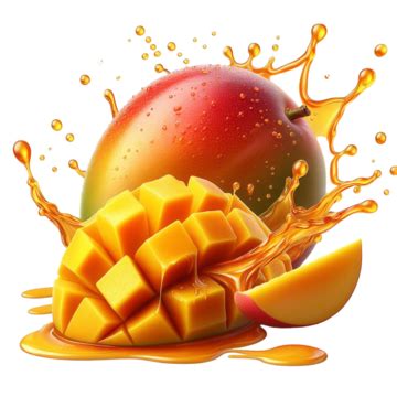 Ripe Mango Slices With Juice Splash Mango Splash Refreshing Mango