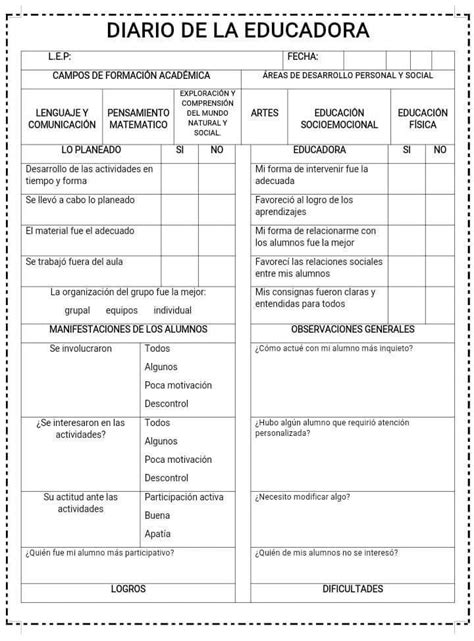 Diario Instrumentos De Evaluacion Preescolar Evaluacion Docente Planeacion Didactica Preescolar