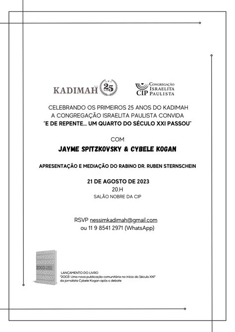 Cip Promove Palestra Para Celebrar Os Anos Do Kadimah