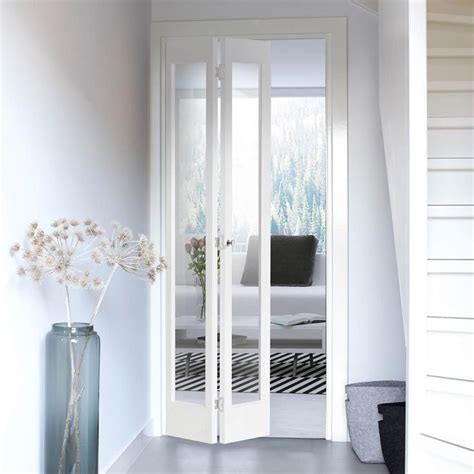 Weekamp Bifold Marston White Door With Clear Glass And Prefinished Folding Doors Interior