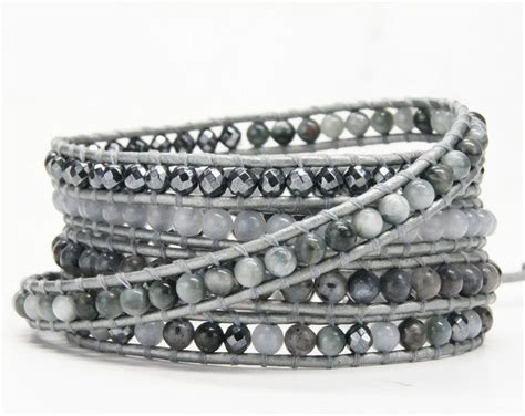 So Rock Grey Beaded Mix Boho Wrap Bracelet Bohemian Bracelet