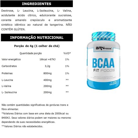 Kit Brn Foods Fusion Baunilha G Bcaa Fit Tangerina G