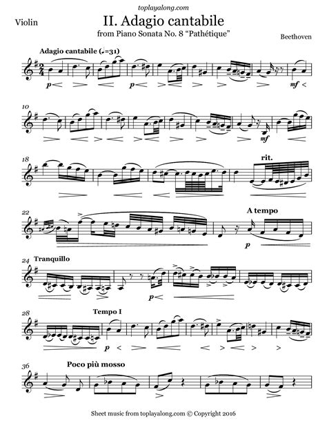 Pathetique Sonata 2nd Movement Piano Sheet Music