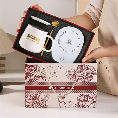 Coffee Mug Warmer & Mug Set, Self Heating Mug with Lid Heated Cup Mat