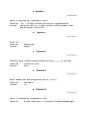 CSIS 212 QUIZ 4 Docx Question 1 1 Out Of 1 Points Which Of The