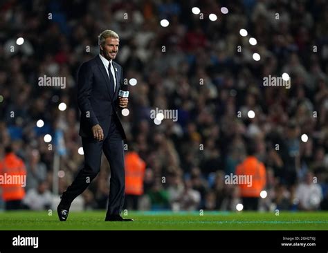 UNICEF goodwill ambassador David Beckham during the SoccerAid for UNICEF match at the Etihad ...