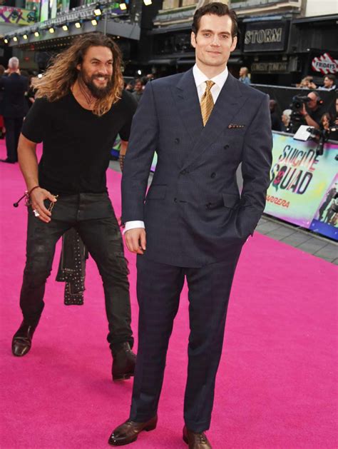 Jason Momoa Sneaks Up on Henry Cavill on the Suicide Squad Red Carpet