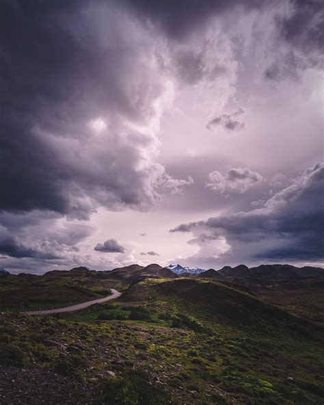 Nature Grass Mountains Twilight Clouds Lake Dusk Overcast