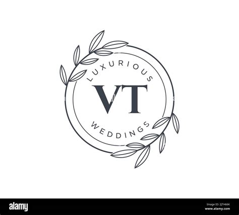 Vt Initials Letter Wedding Monogram Logos Template Hand Drawn Modern