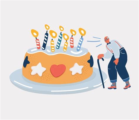 Illustration Vectorielle De Joyeux Anniversaire Vieil Homme Avec Gros