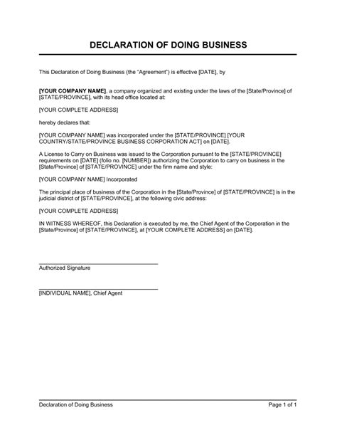 Sample Declaration Letter Format For Company Letter