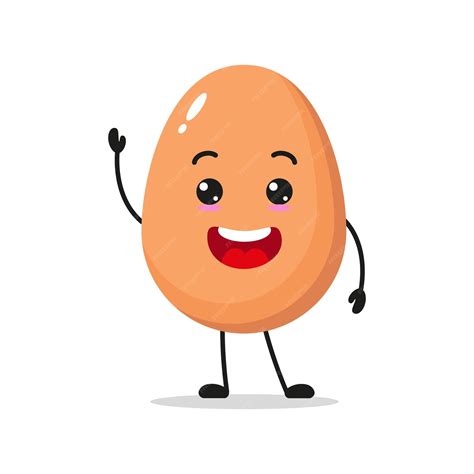 Premium Vector Cute Happy Egg Character Funny Egg Greet Friend