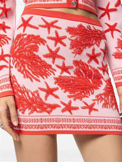 Versace Barocco Sea Knitted Mini Skirt Red Farfetch