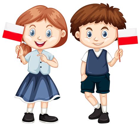 Boy and girl with Poland flag 607710 Vector Art at Vecteezy