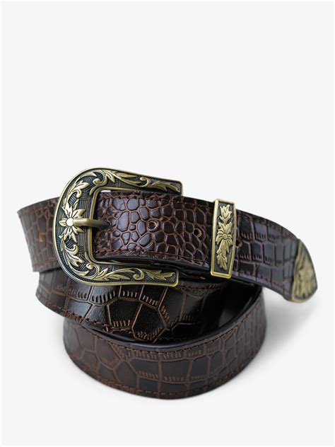 Dark Brown Leather Belt For Women LaCeinture Western Alligator Tiger