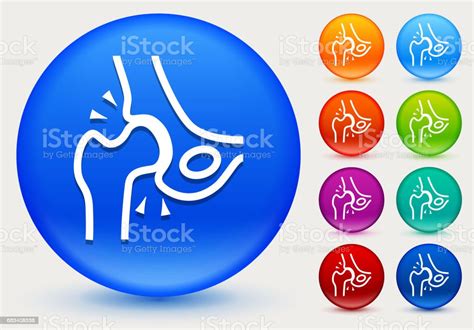 Skeleton Hip Icon On Shiny Color Circle Buttons Stock Illustration