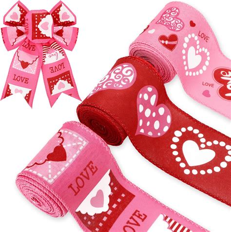 Amazon AnyDesign 3 Roll Valentine S Day Wired Edge Ribbon Love