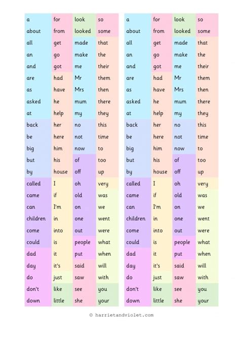 High Frequency Words Page 1 Free Teaching Resources Print Play Learn