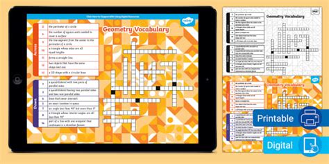 Sixth Grade Geometry Vocabulary Crossword Puzzle Twinkl